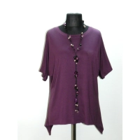 Tunika KIMONO dzianinowa z wydłużonymi bokami - śliwkowa